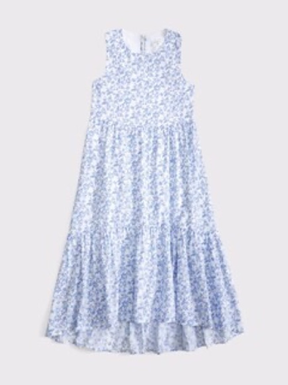 abercrombie kids poplin White and Blue Floral Tiered Dress size 11/12